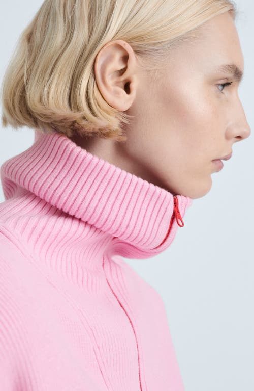 Mango Contrast Half Zip Sweater In Pink
