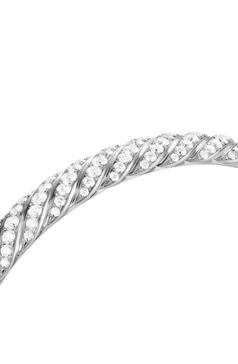 David Yurman Sculpted Cable Bangle Bracelet in 18K White Gold with Diamonds, 8mm, Alternate, color, Diamond
