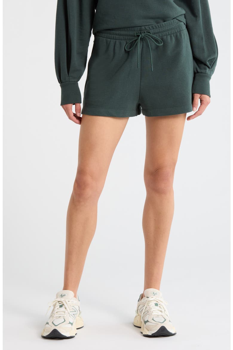 Go Easy French Terry Shorts, Main, color, GREEN TIMBER
