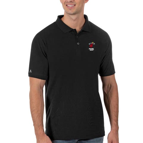 Men's Antigua Black Miami Heat Legacy Pique Polo