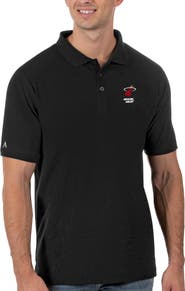 ANTIGUA Men's Antigua Black Miami Heat Legacy Pique Polo