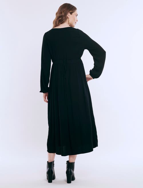 Motherhood Maternity Long Sleeve Button Front Maternity Midi Dress In Black
