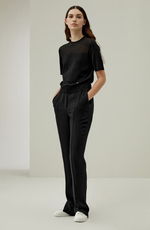 Lilysilk Sophisticated Dual-knit Silk T-shirt In Black