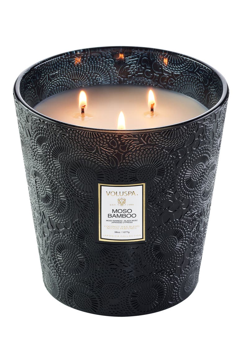 Moso Bamboo Three-Wick Hearth Candle, Alternate, color, NO COLOR