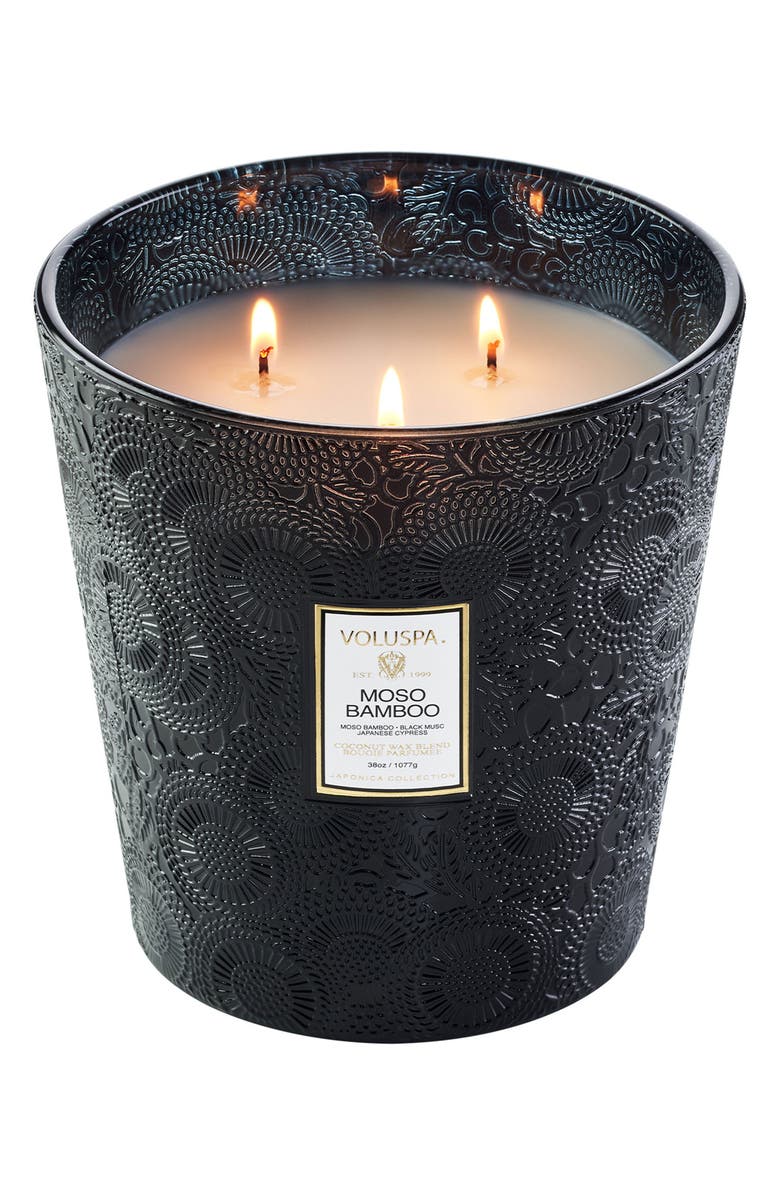 Voluspa Moso Bamboo Three-Wick Hearth Candle, Alternate, color, 