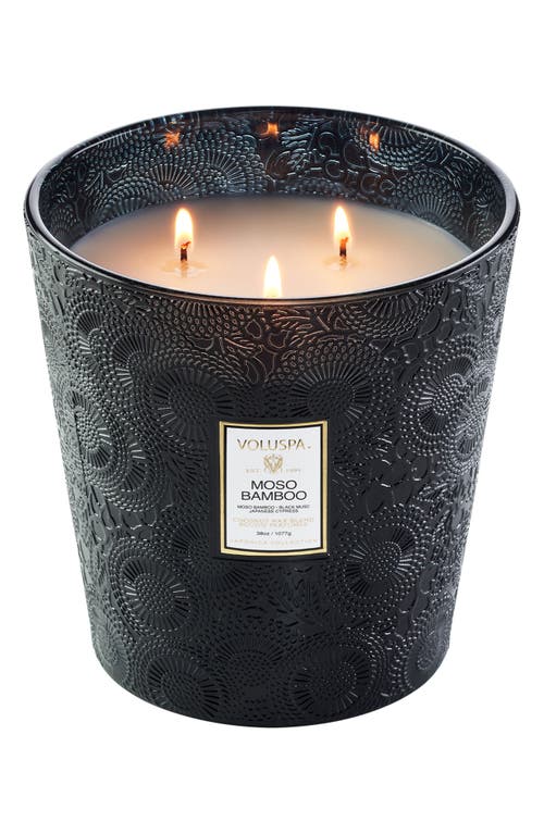 Voluspa Moso Bamboo Three-wick Hearth Candle In Blue