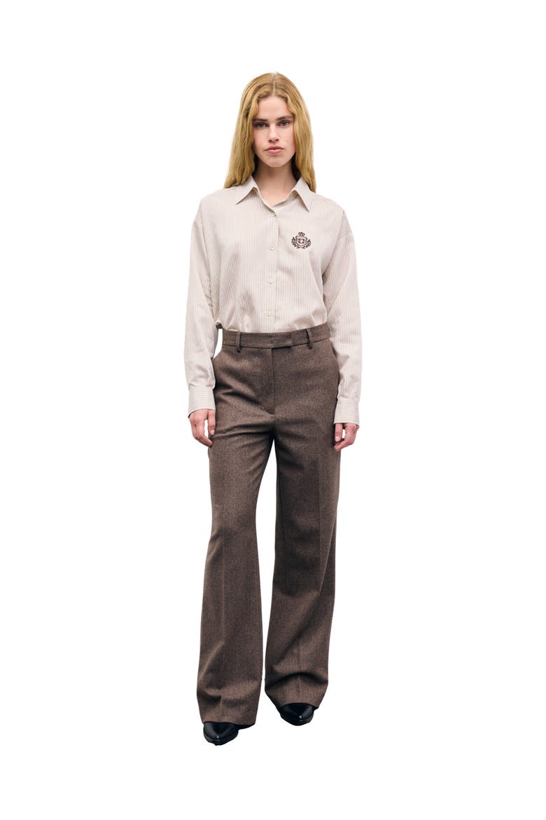 Mia Wide Leg Mid Rise Trousers, Alternate, color, Brown