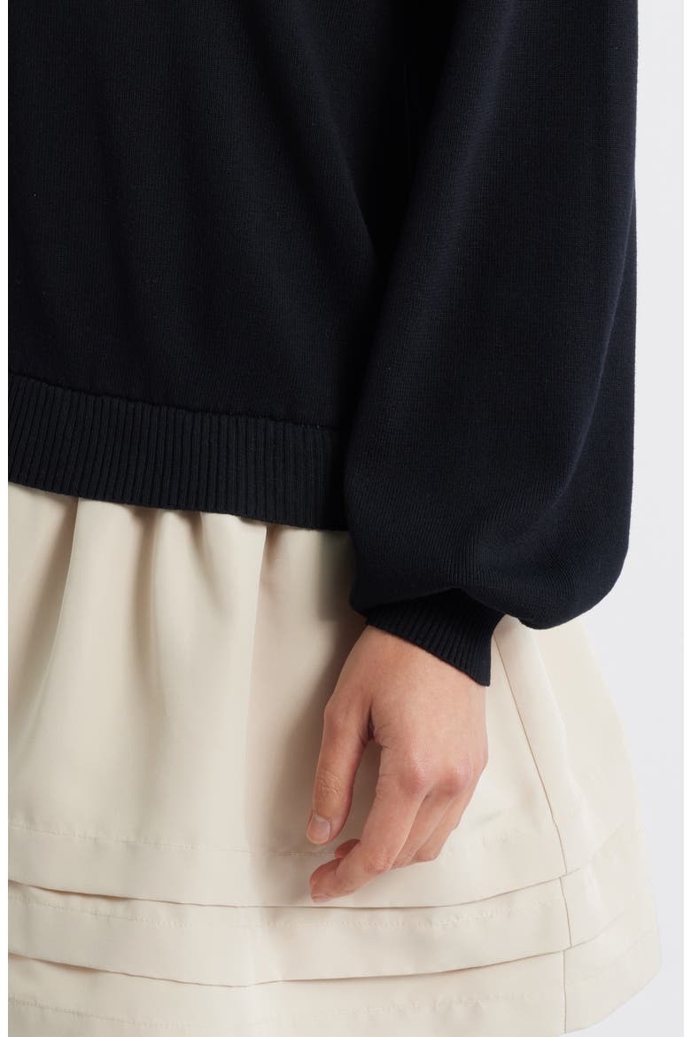 Long Sleeve Twofer Sweater Dress, Alternate, color, BLACK/ CREAM