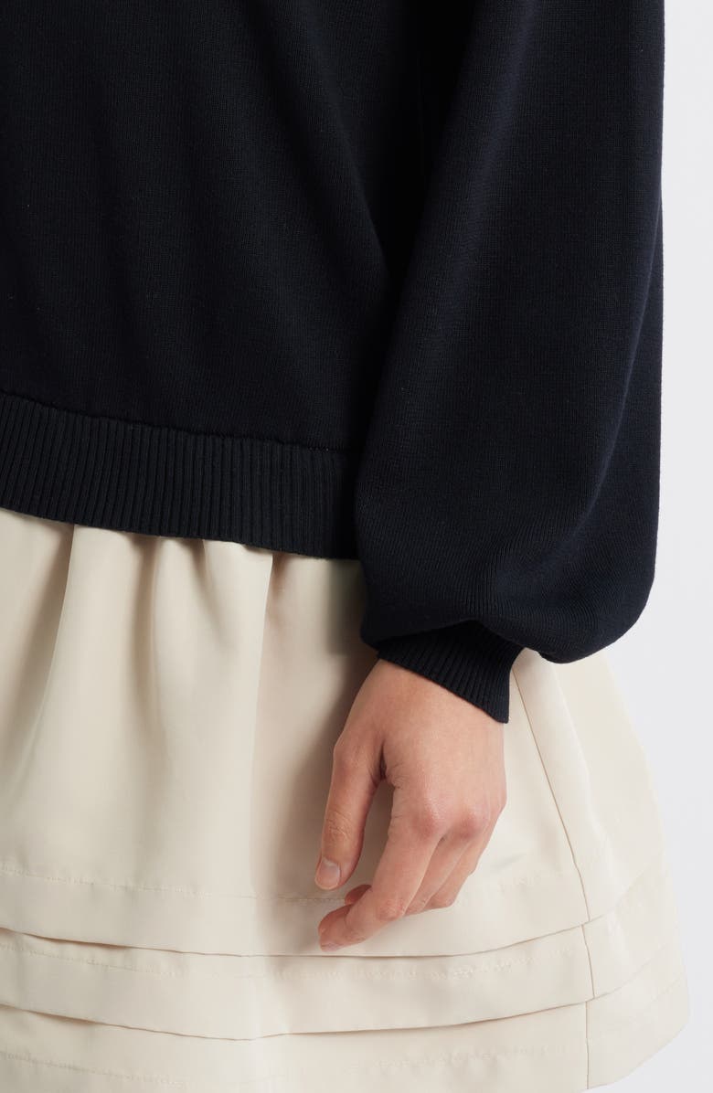 ZOE AND CLAIRE Long Sleeve Twofer Sweater Dress, Alternate, color, Black/ Cream