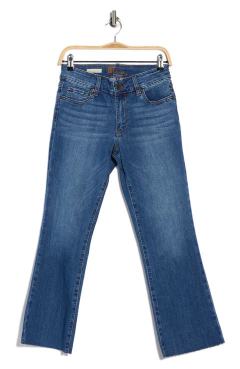 Nikki Ankle Kick Flare Leg Jeans (Field Rush)