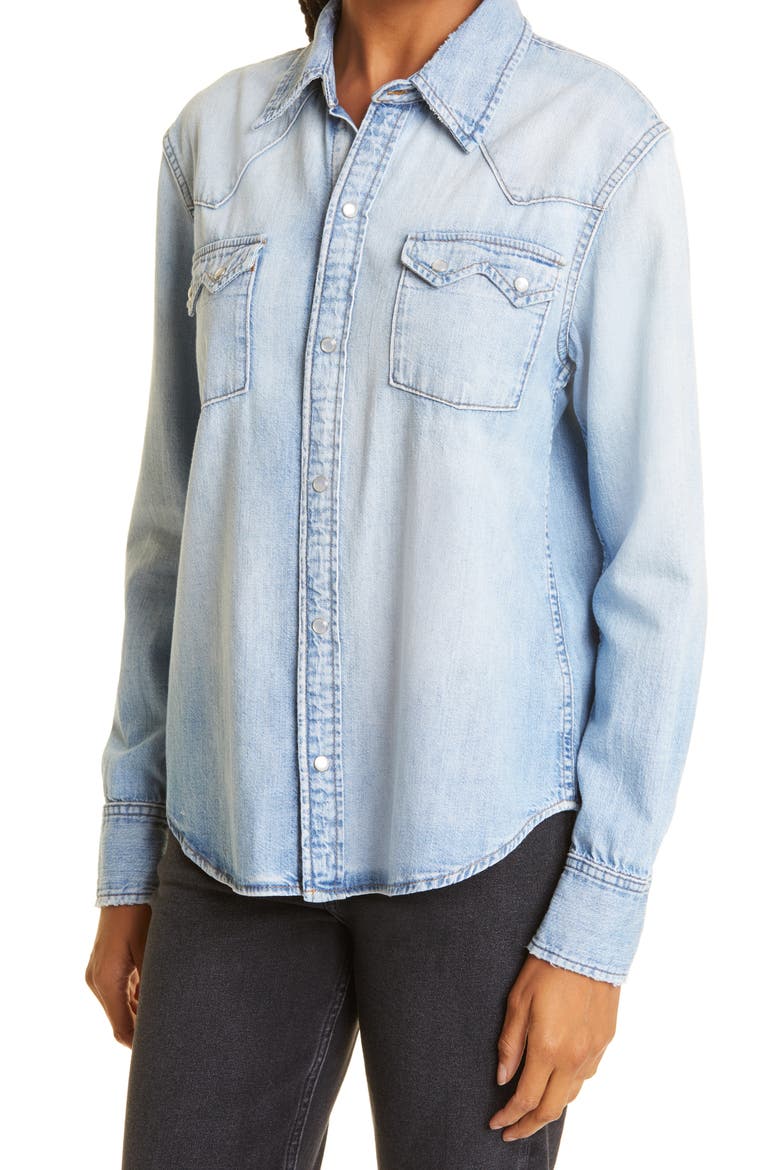 50s Sawtooth Western Denim Shirt, Alternate, color, HERITAGE LIGHT