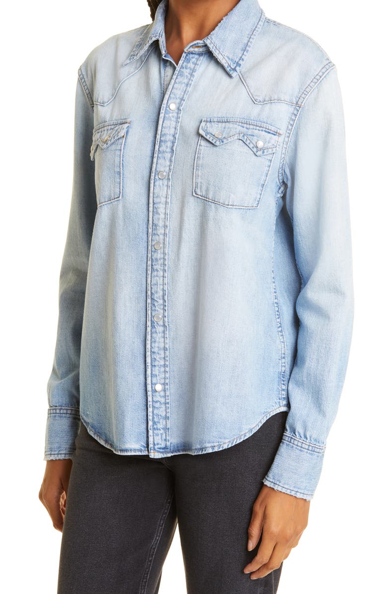 Re/Done 50s Sawtooth Western Denim Shirt, Alternate, color, 