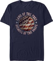 Lost Gods Men's Land of Free Because of Brave Short Sleeve Graphic T-Shirt