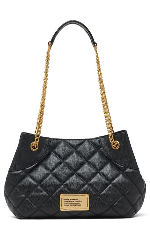 Small Quilted Plaza Leather Tote