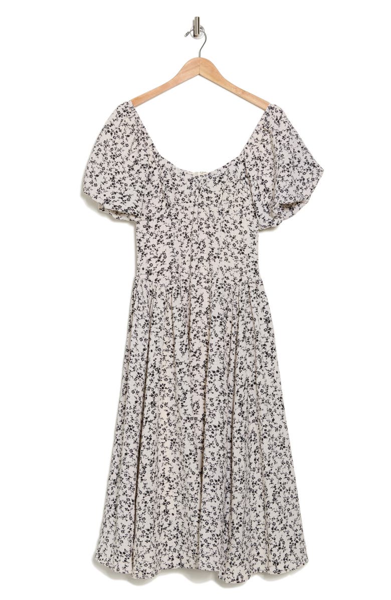 Lush Floral Puff Sleeve Midi Dress, Alternate, color, 