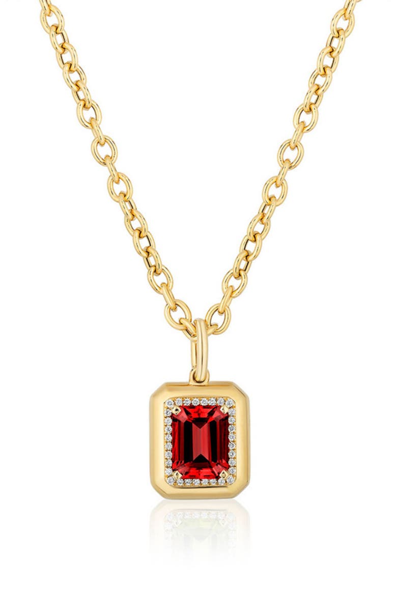 G-Classic Emerald Cut Pendant Necklace, Main, color, RED