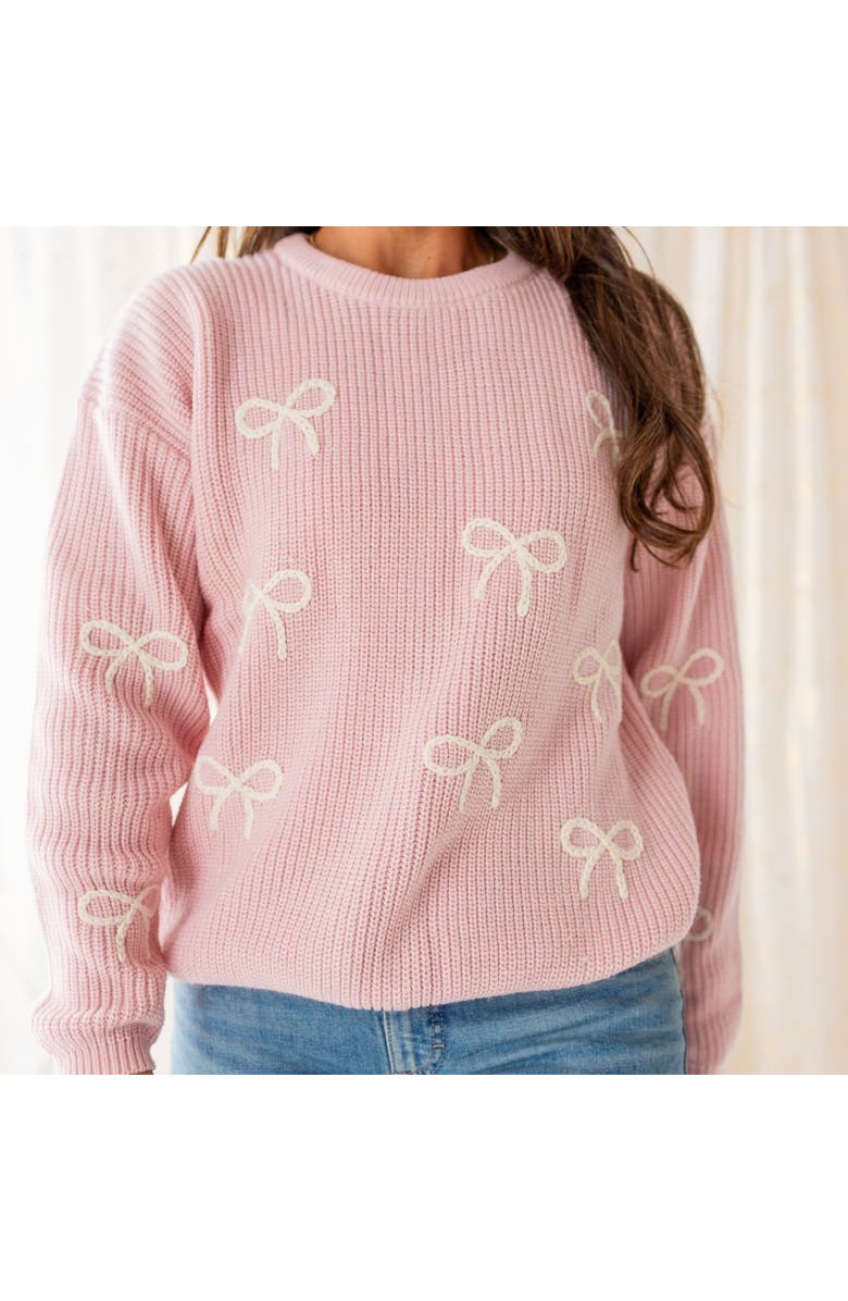 Sweet Wink All Over Bows Knit Women's Sweater, Alternate, color, Blush Pink
