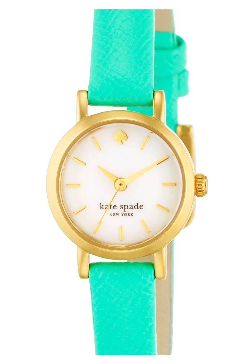 'tiny metro' leather strap watch, 20mm, Alternate, color, BUD GREEN