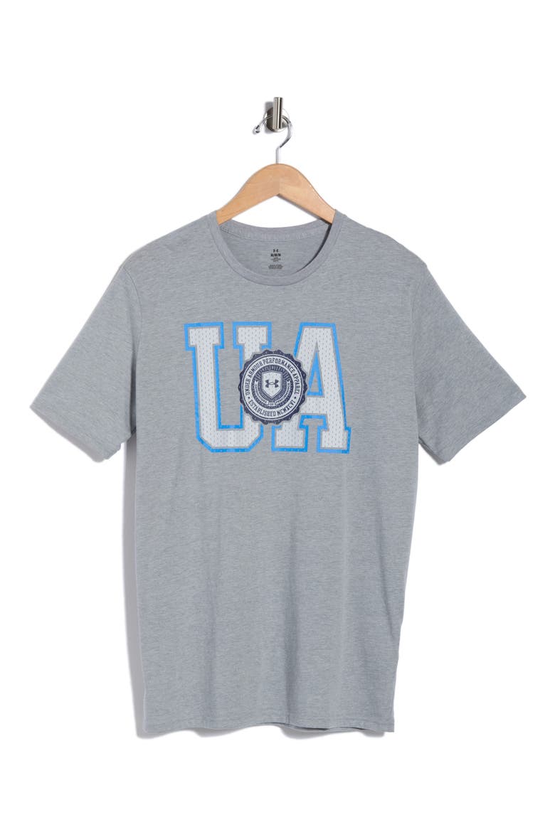 College Crest Logo T-Shirt, Main, color, 035 STEEL LIGHT HEAT