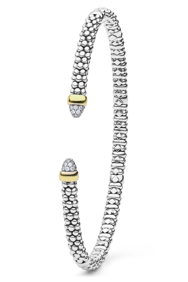 Signature Caviar Sterling Silver & 14k Gold Diamond Cuff, Alternate, color, TWO-TONE
