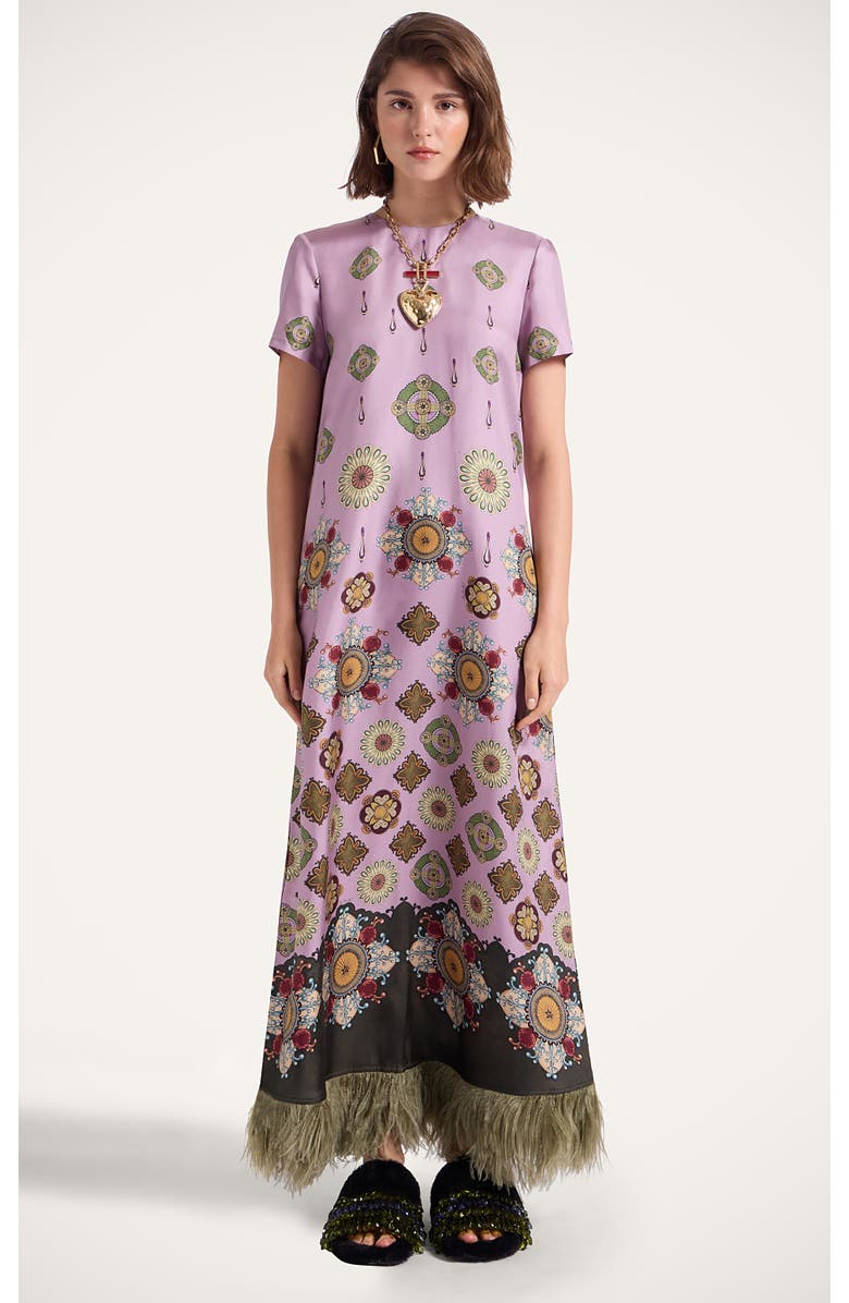 La DoubleJ Swing Dress With Feathers, Main, color, 