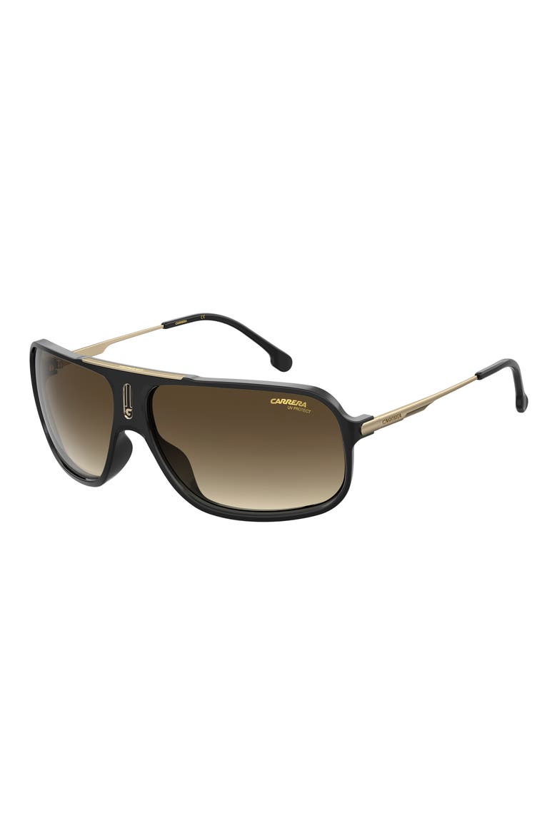 64mm Polarized Rectangle Sunglasses, Alternate, color, BLACK/ BROWN GRADIENT