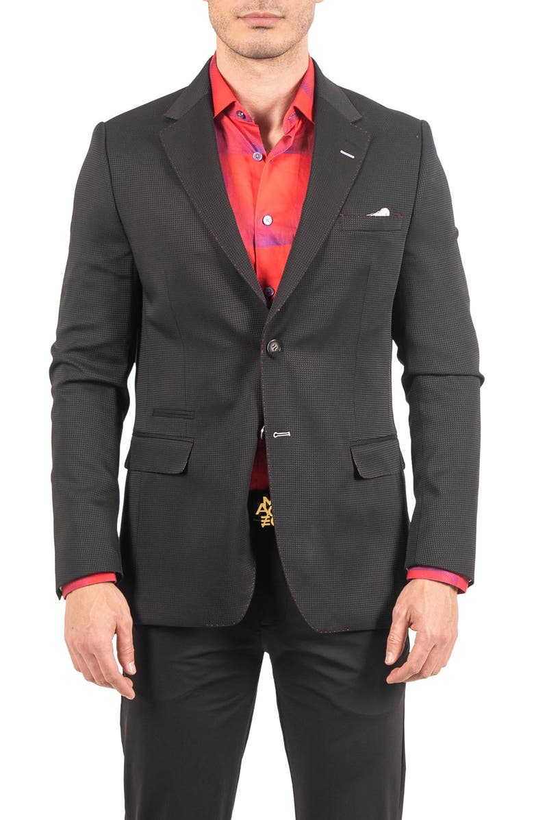 Maceoo Socrate Resistance21 Black Microcheck Viscose Blend Blazer, Main, color, 