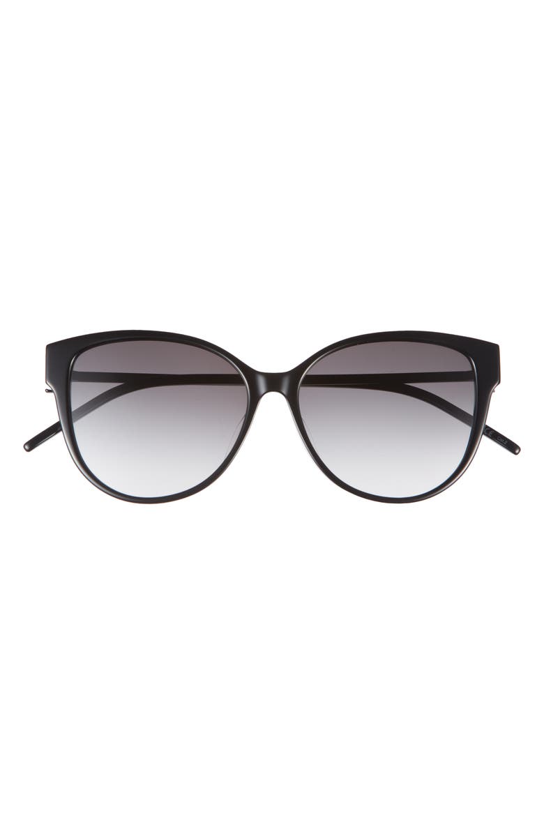 Saint Laurent 56mm Round Sunglasses, Main, color, Black Black Smoke