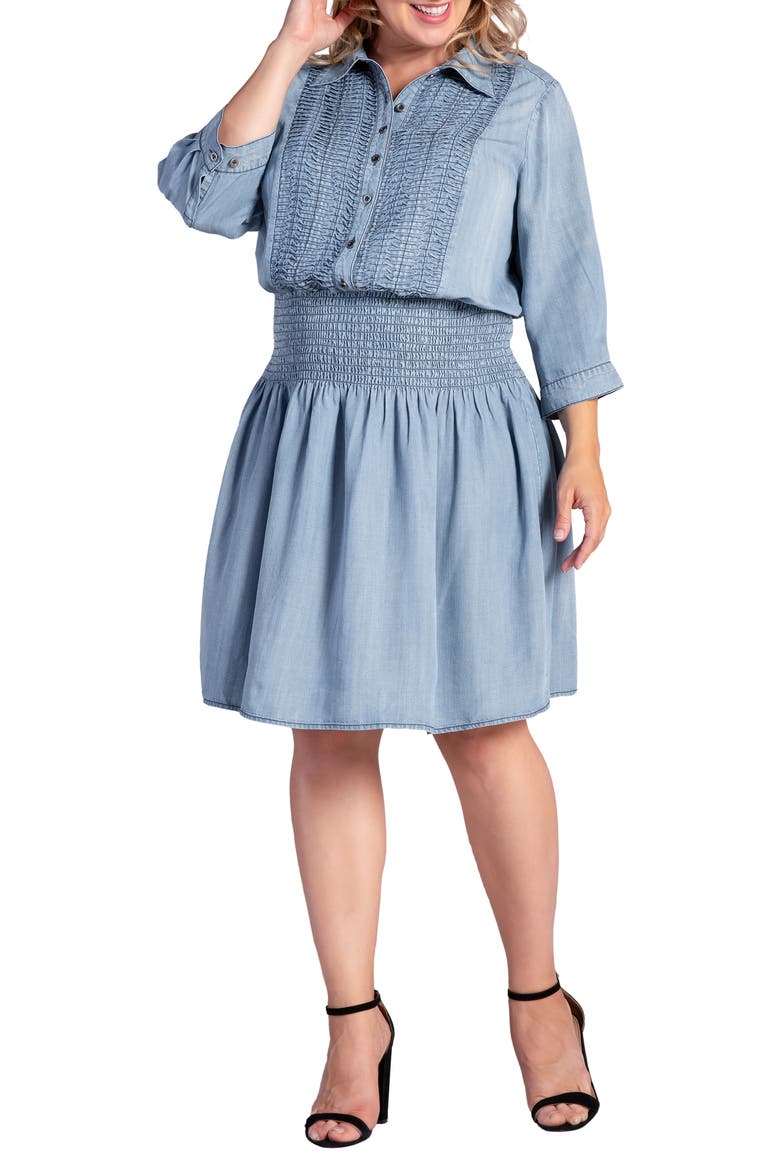 Felis Smocked Shirtdress, Alternate, color, BLUSH INDIGO