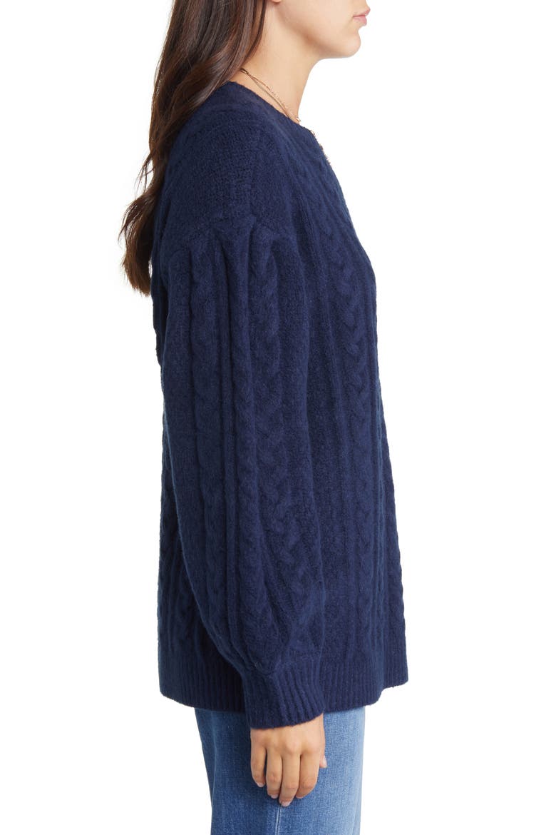 Cable Stitch Sweater, Alternate, color, NAVY BLAZER
