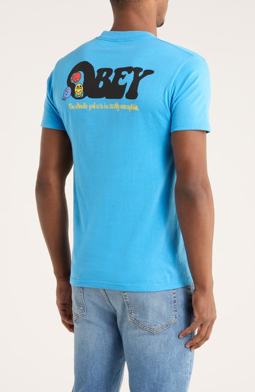 Obey Earth Drop Out Graphic T-shirt In Blue