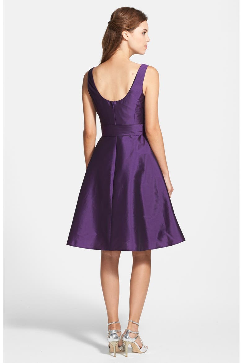 Peau de Soie Fit & Flare Dress, Alternate, color, MIDNIGHT
