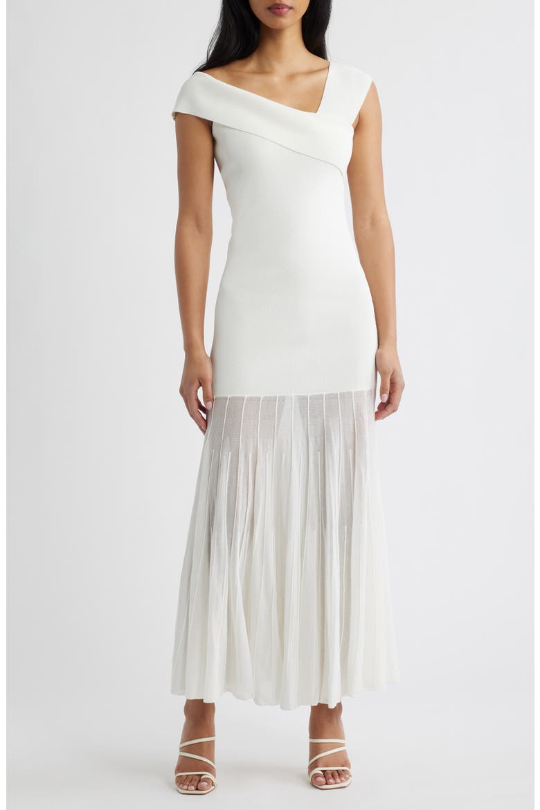 Rowan One-Shoulder Knit Maxi Dress, Main, color, WHITE