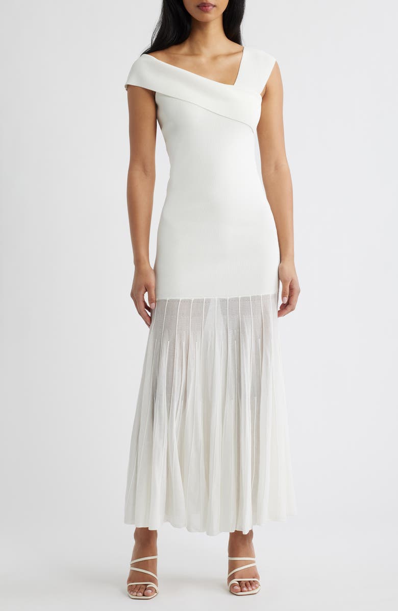 Line & Dot Rowan One-Shoulder Knit Maxi Dress, Main, color, White