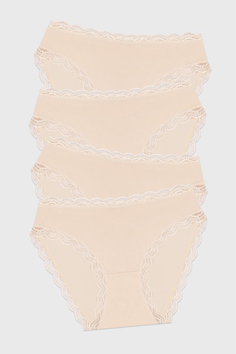 Mid Rise Knicker Four Pack, Main, color, Sand