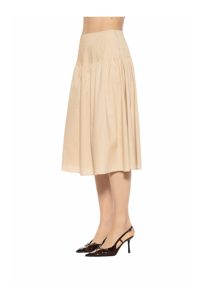 Esme Pintuck Waist Full Poplin Skirt, Alternate, color, Beige