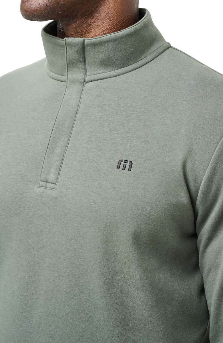 TravisMathew Cloud 2.0 Quarter Zip Pullover, Alternate, color, Dark Olive