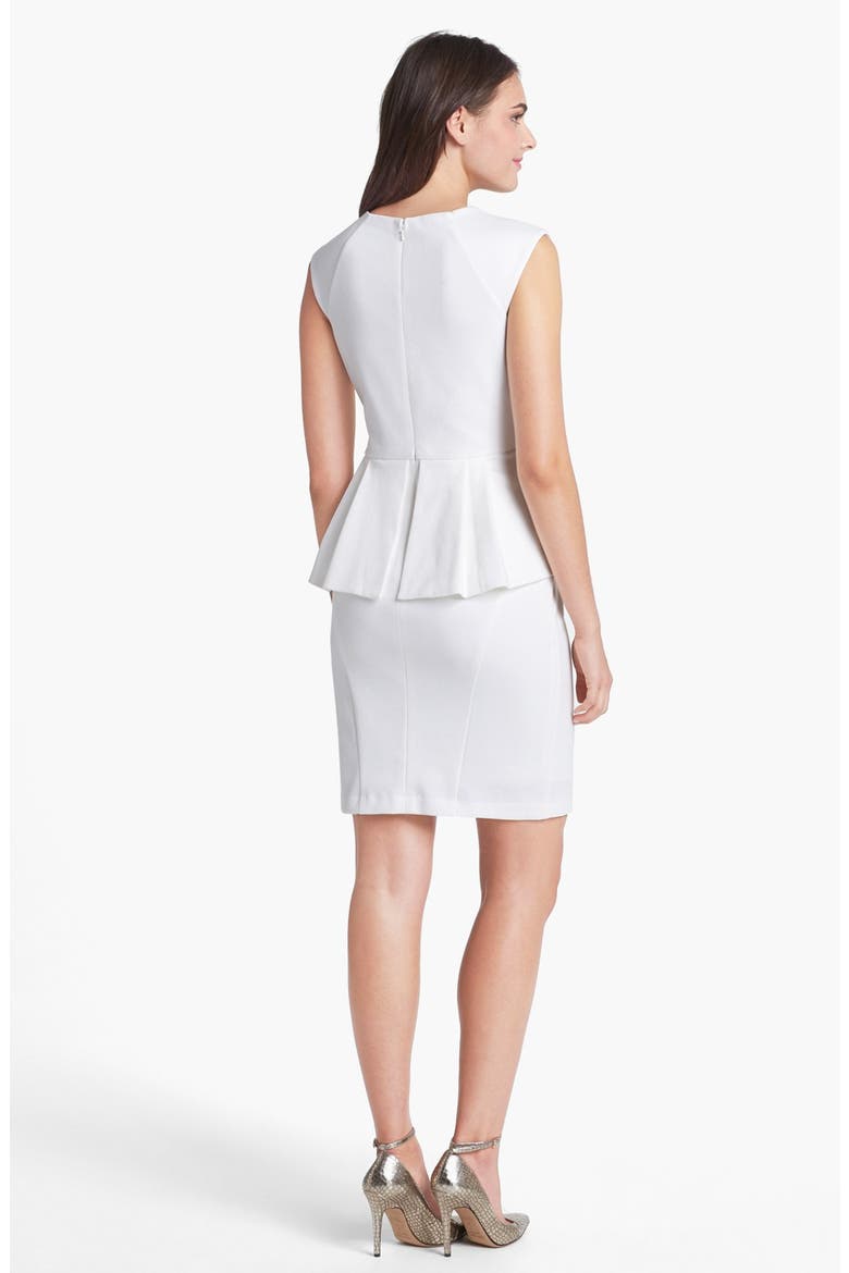 Studded Detail Peplum Sheath Dress, Alternate, color, WHITE