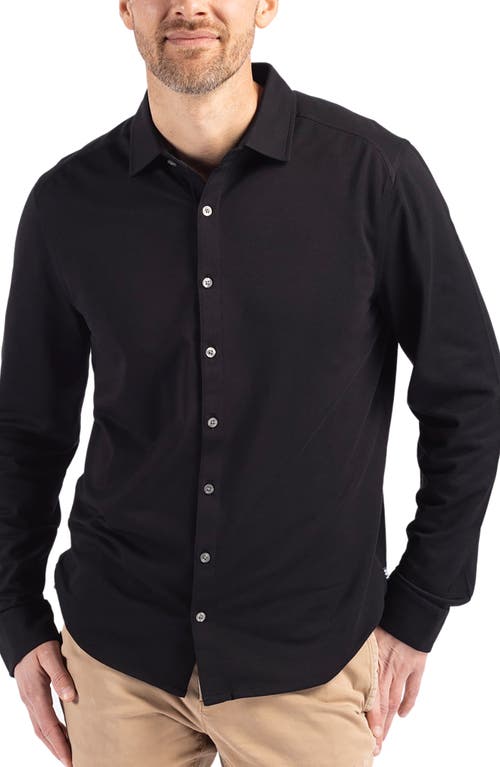 Cutter & Buck Advantage Performance Piqué Button-Up Shirt in Black 