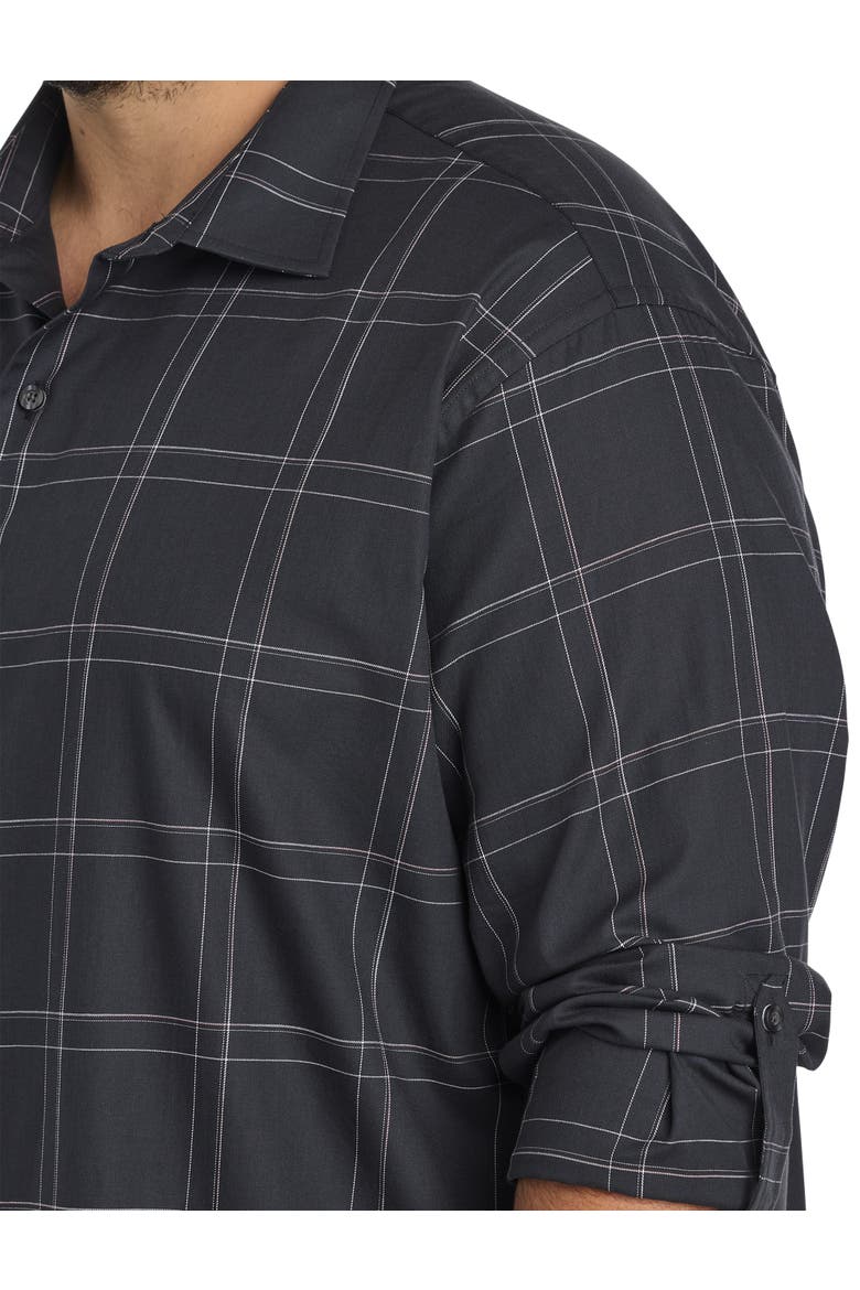 Big & Tall Large Plaid Roll-Tab Sport Shirt, Alternate, color, BLACK