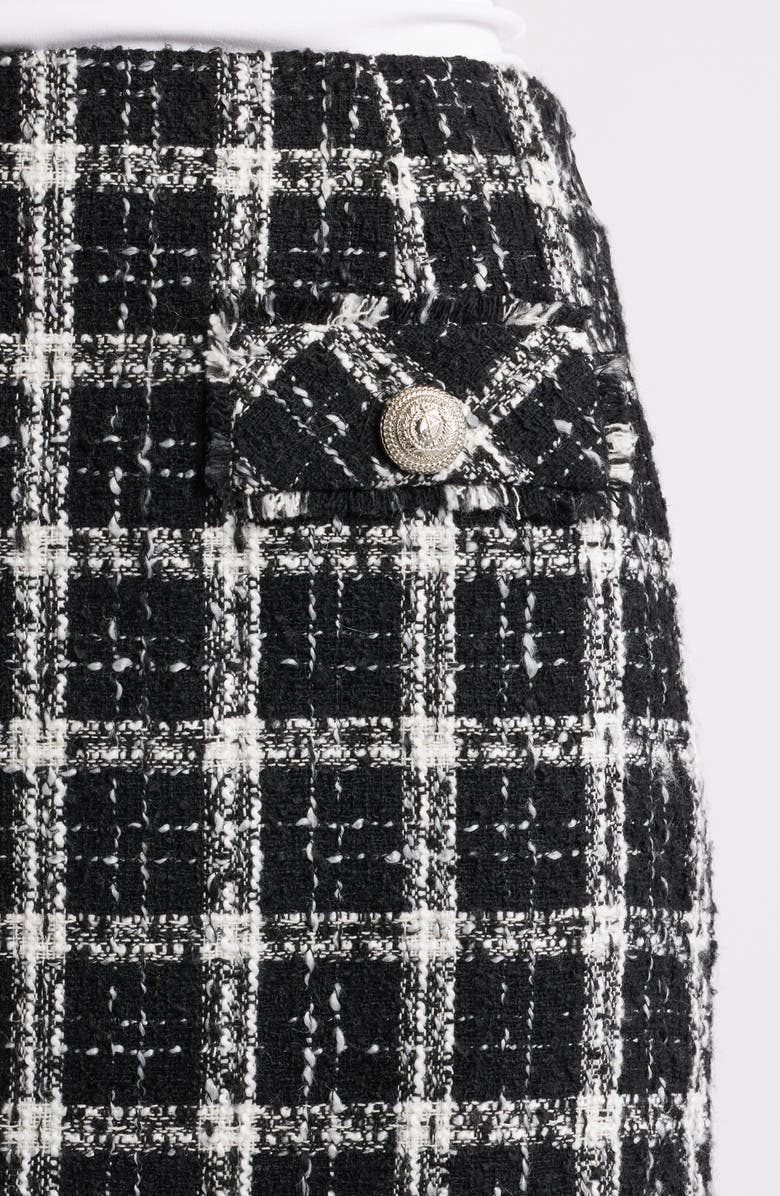 French Connection Windowpane Tweed Miniskirt, Alternate, color, Black-White