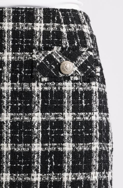 French Connection Windowpane Tweed Mini Skirt In Black