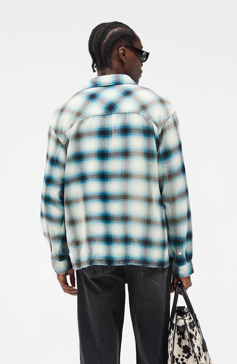 Represent Sun Bleached Cotton Flannel Button-Up Shirt, Alternate, color, Cloud