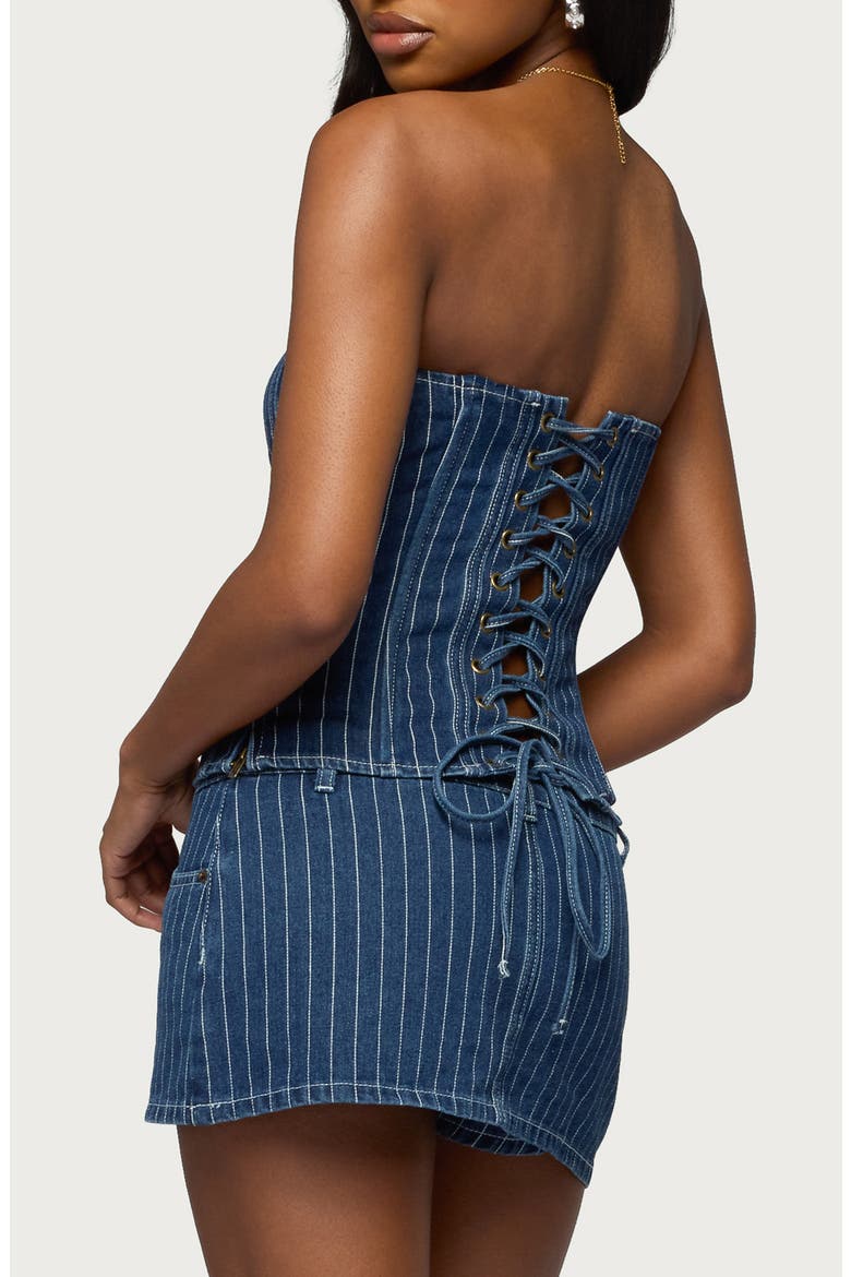 Camelia Strapless Denim Corset Top, Alternate, color, BLUE-AND-WHITE