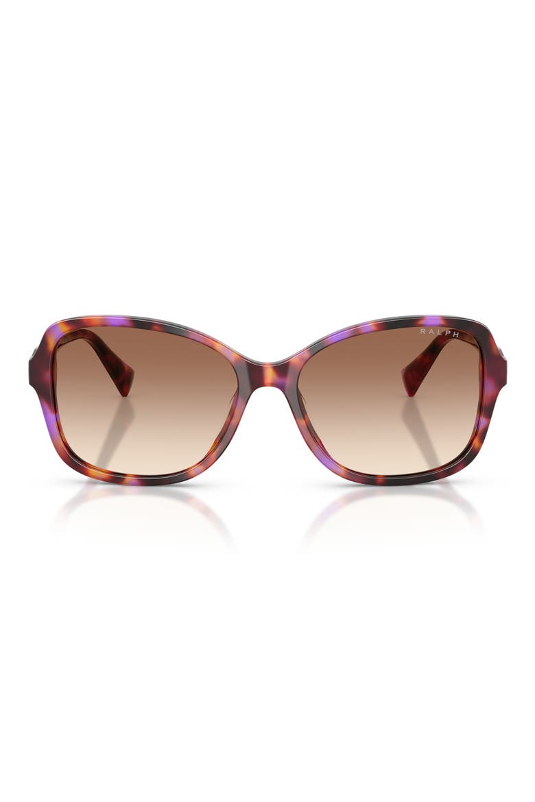 57mm Square Sunglasses, Main, color, VIOLET HAVANA / GRADIENT BROWN