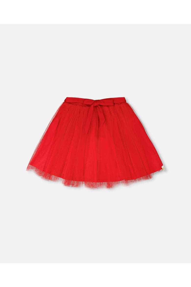 Elastic Waist Mesh and Eyelet Skirt, Main, color, Red