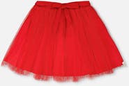 Deux par Deux Elastic Waist Mesh and Eyelet Skirt