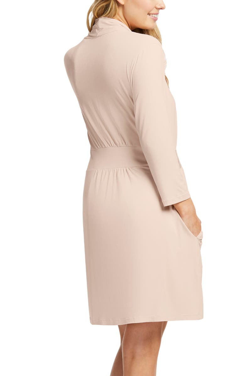 Fleur't Iconic Short Knit Robe with Satin Tie, Alternate, color, 