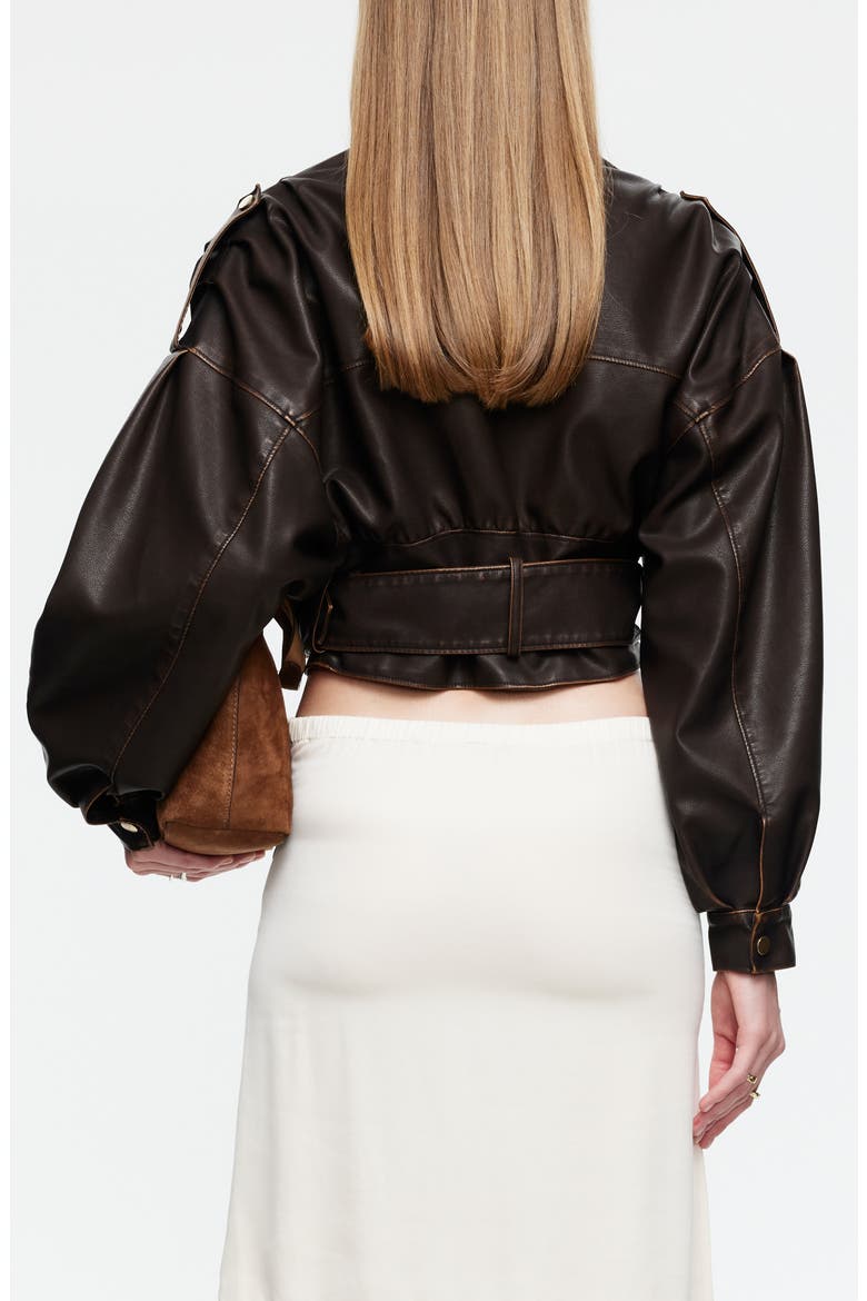 Gigi Faux Leather Jacket, Alternate, color, CHOCOLATE
