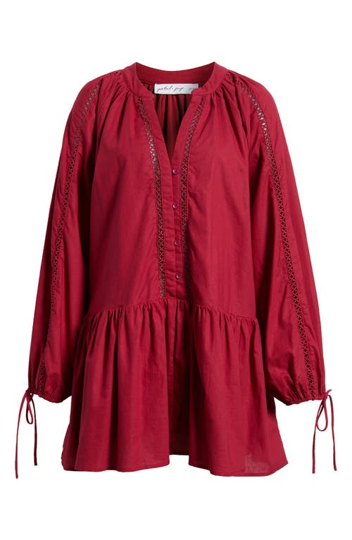 Petal And Pup Petal & Pup Hart Long Sleeve Cotton & Linen Minidress In Red